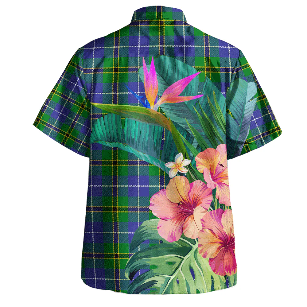 Scottish Turnbull Hunting Clan Badge Tartan Hawaiian Shirt Bouquet Tropical Style - Image 4