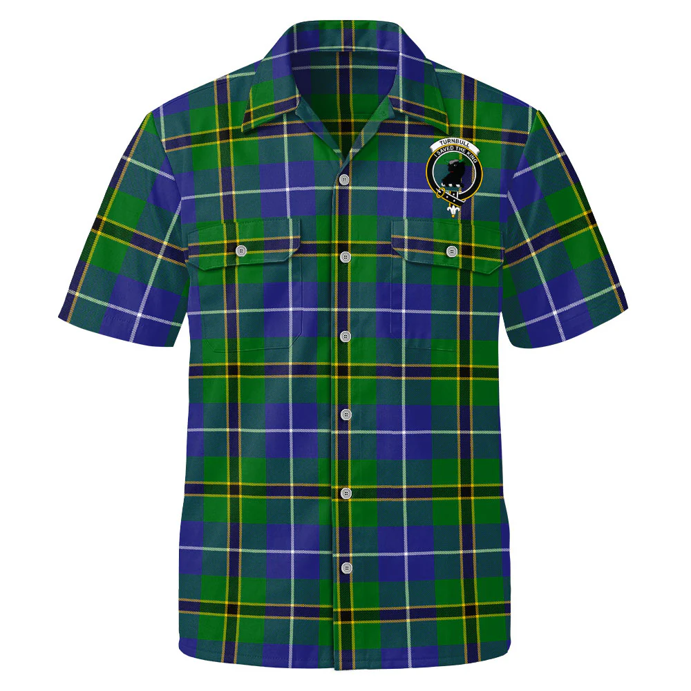 Scottish Turnbull Hunting Clan Badge Tartan Short Sleeve Work Shirt - Image 2