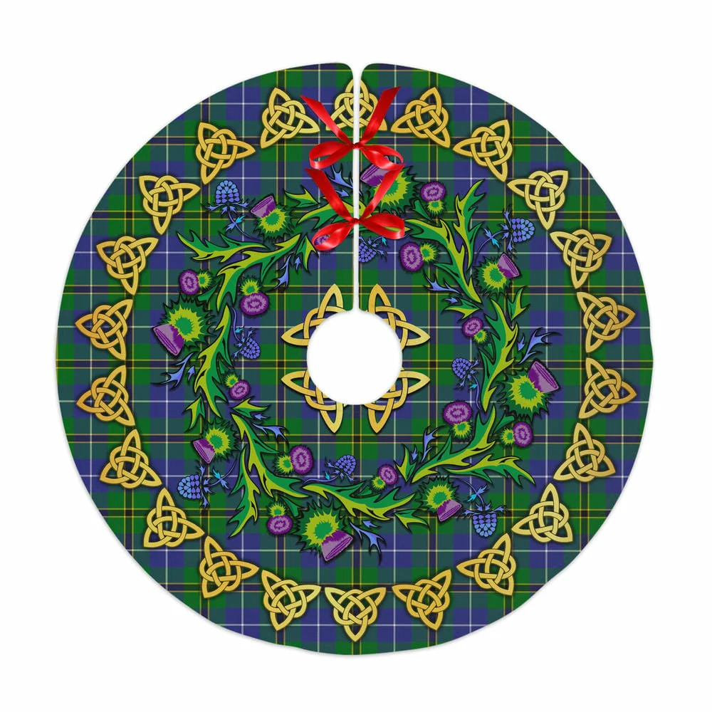 Scottish Turnbull Hunting Tartan Thistle Celtic Knot Christmas Tree Skirt