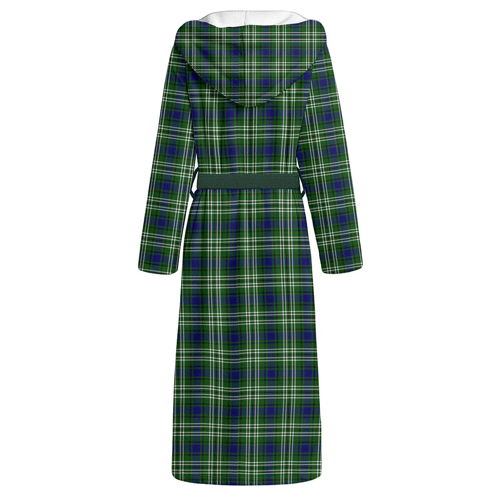 Scottish Tweedside District Clan Badge Tartan Flannel Hooded Bathrobe - Image 2