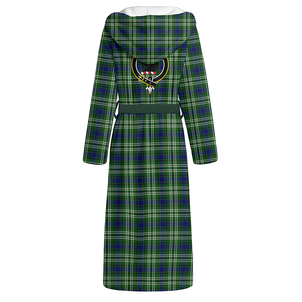 Scottish Tweedside District Clan Badge Tartan Flannel Hooded Bathrobe - Image 3