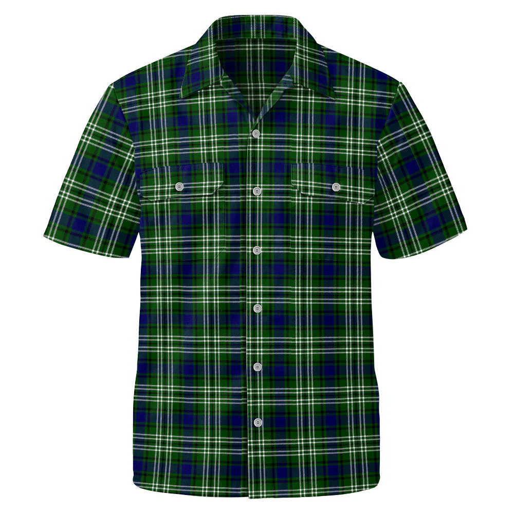 Scottish Tweedside District Clan Badge Tartan Short Sleeve Work Shirt