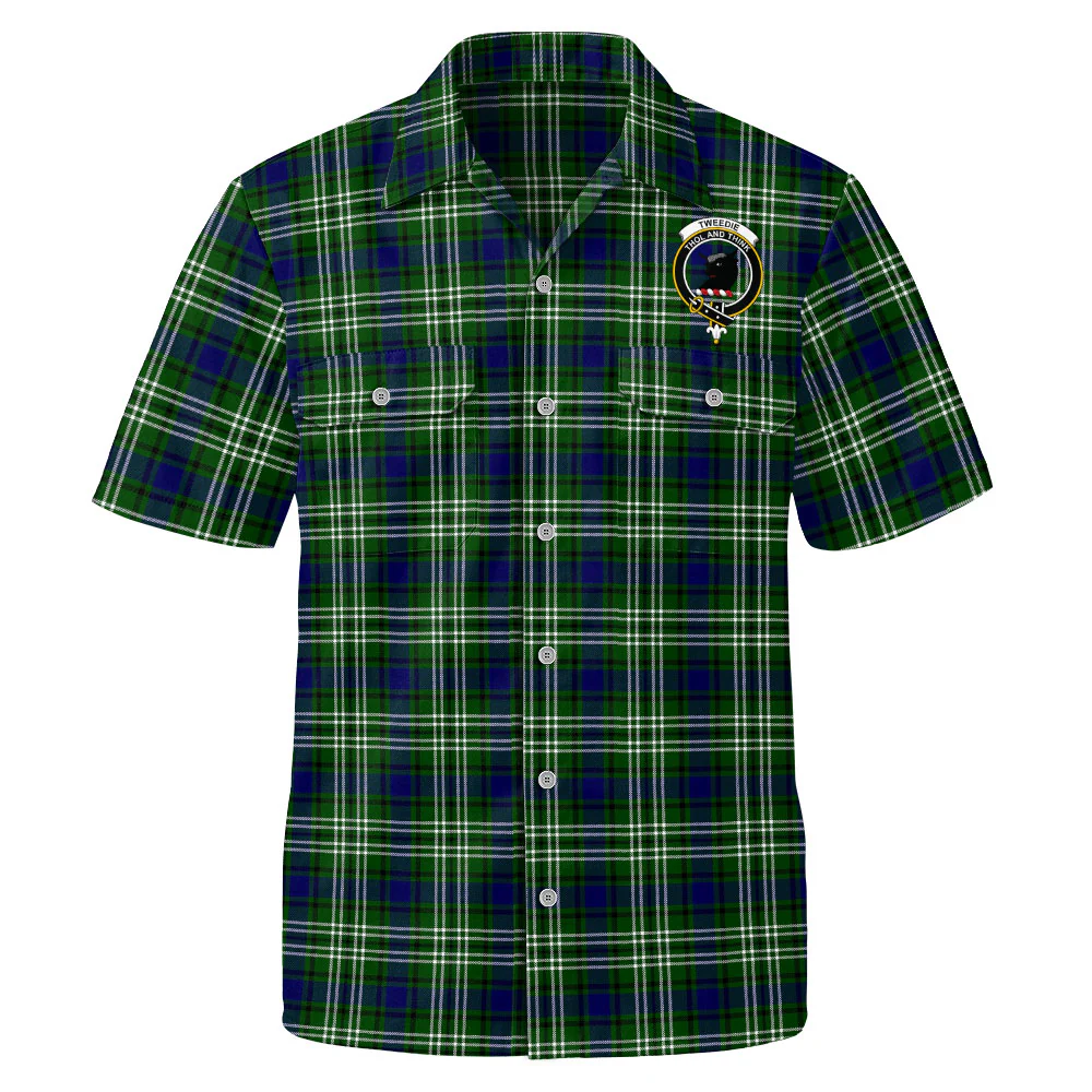 Scottish Tweedside District Clan Badge Tartan Short Sleeve Work Shirt - Image 2