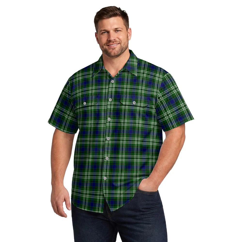 Scottish Tweedside District Clan Badge Tartan Short Sleeve Work Shirt - Image 4