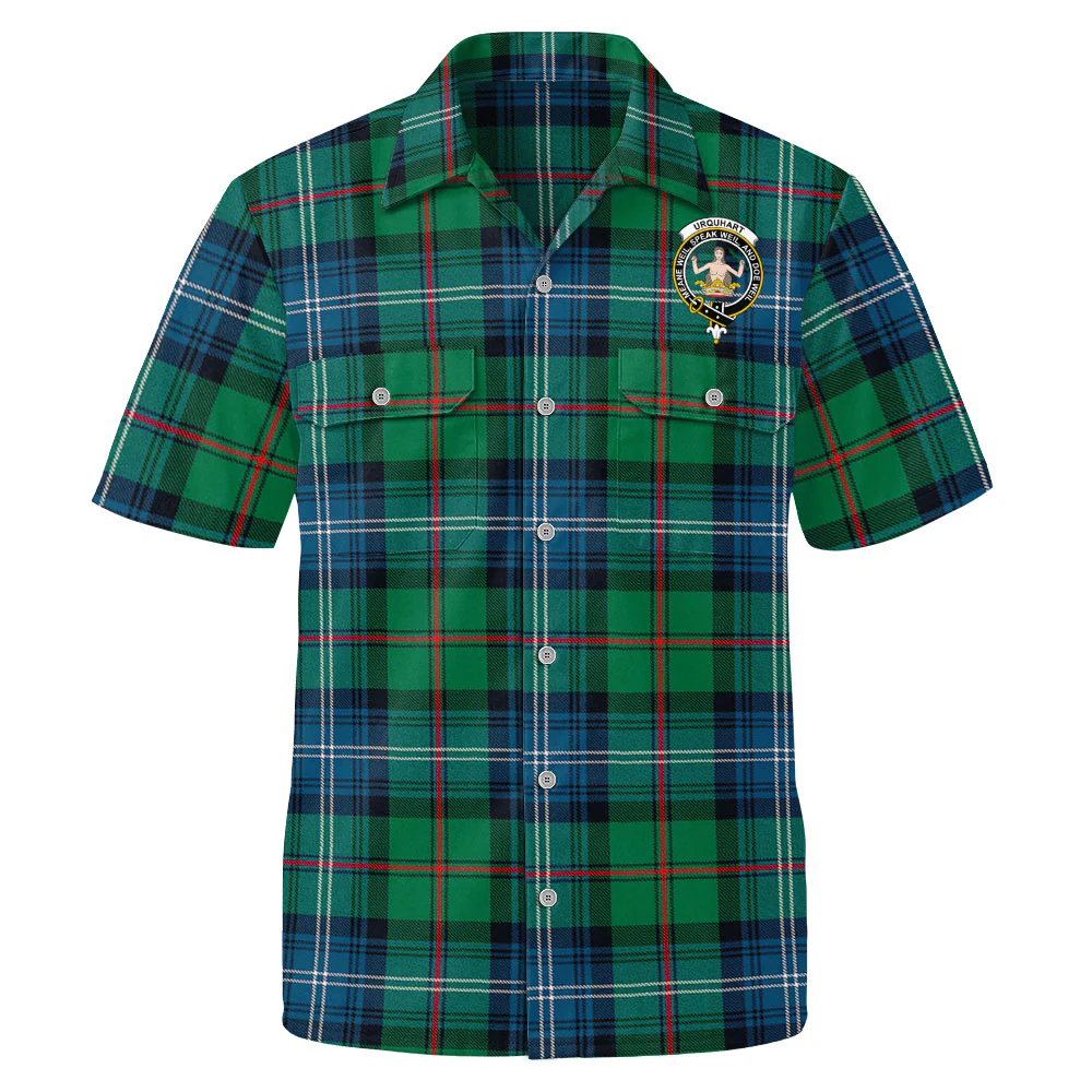 Scottish Urquhart Ancient Clan Badge Tartan Short Sleeve Work Shirt - Image 2