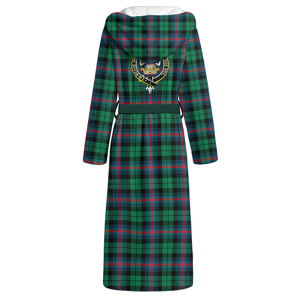 Scottish Urquhart Broad Red Ancient Clan Badge Tartan Flannel Hooded Bathrobe - Image 3