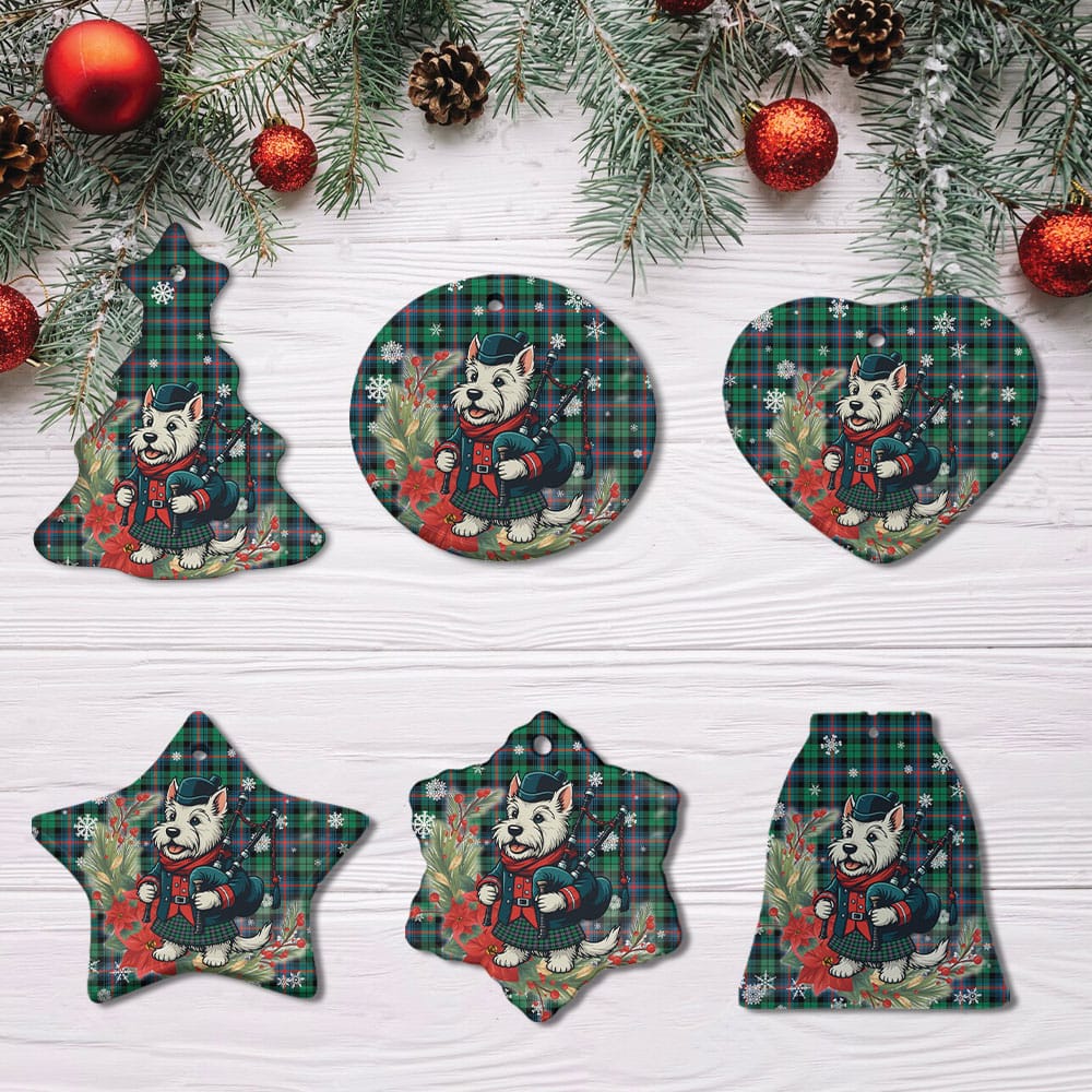 Scottish Urquhart Broad Red Ancient Tartan Ceramic Ornament Cute Scottish Terrier Dog