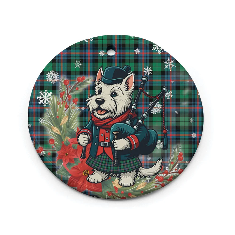Scottish Urquhart Broad Red Ancient Tartan Ceramic Ornament Cute Scottish Terrier Dog - Image 2