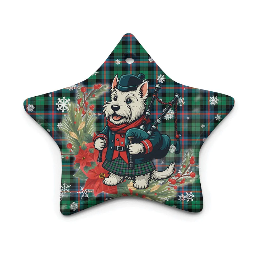 Scottish Urquhart Broad Red Ancient Tartan Ceramic Ornament Cute Scottish Terrier Dog - Image 5