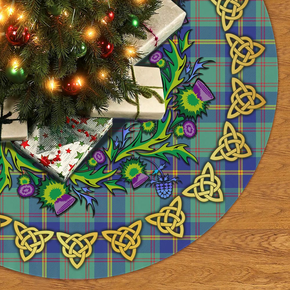 Scottish US Marine Tartan Thistle Celtic Knot Christmas Tree Skirt - Image 2
