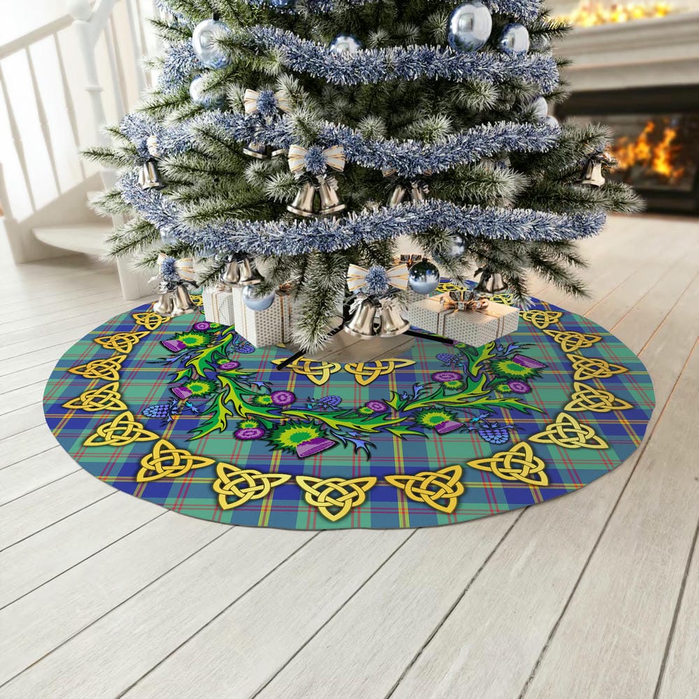 Scottish US Marine Tartan Thistle Celtic Knot Christmas Tree Skirt - Image 3