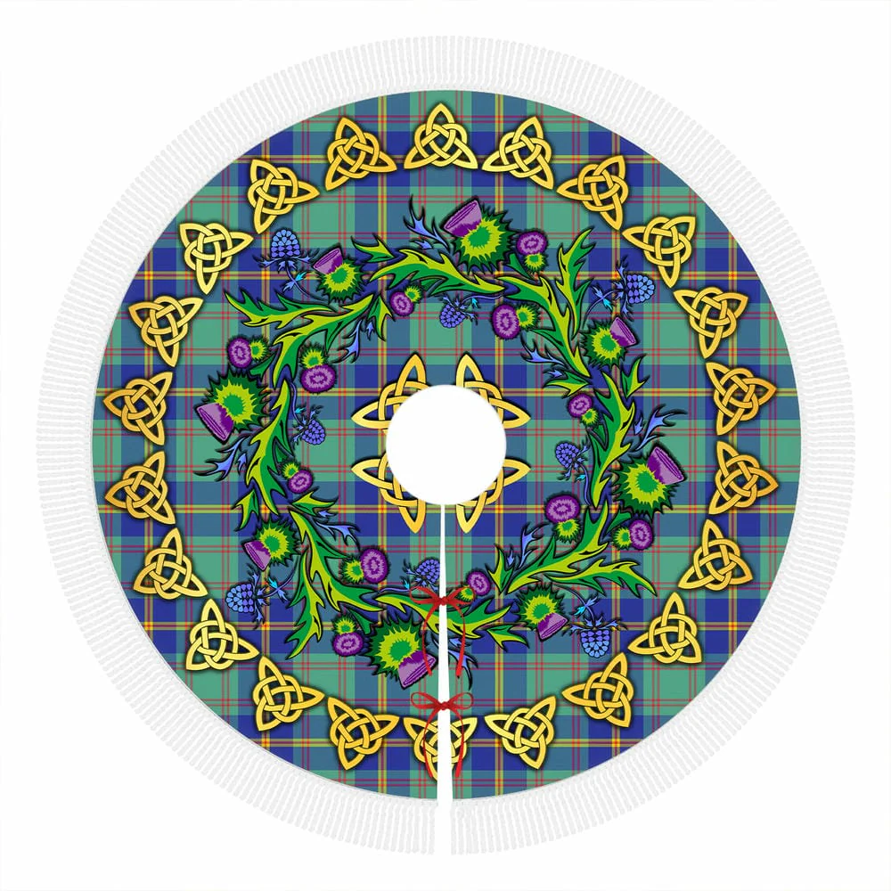 Scottish US Marine Tartan Thistle Celtic Knot Christmas Tree Skirt - Image 4