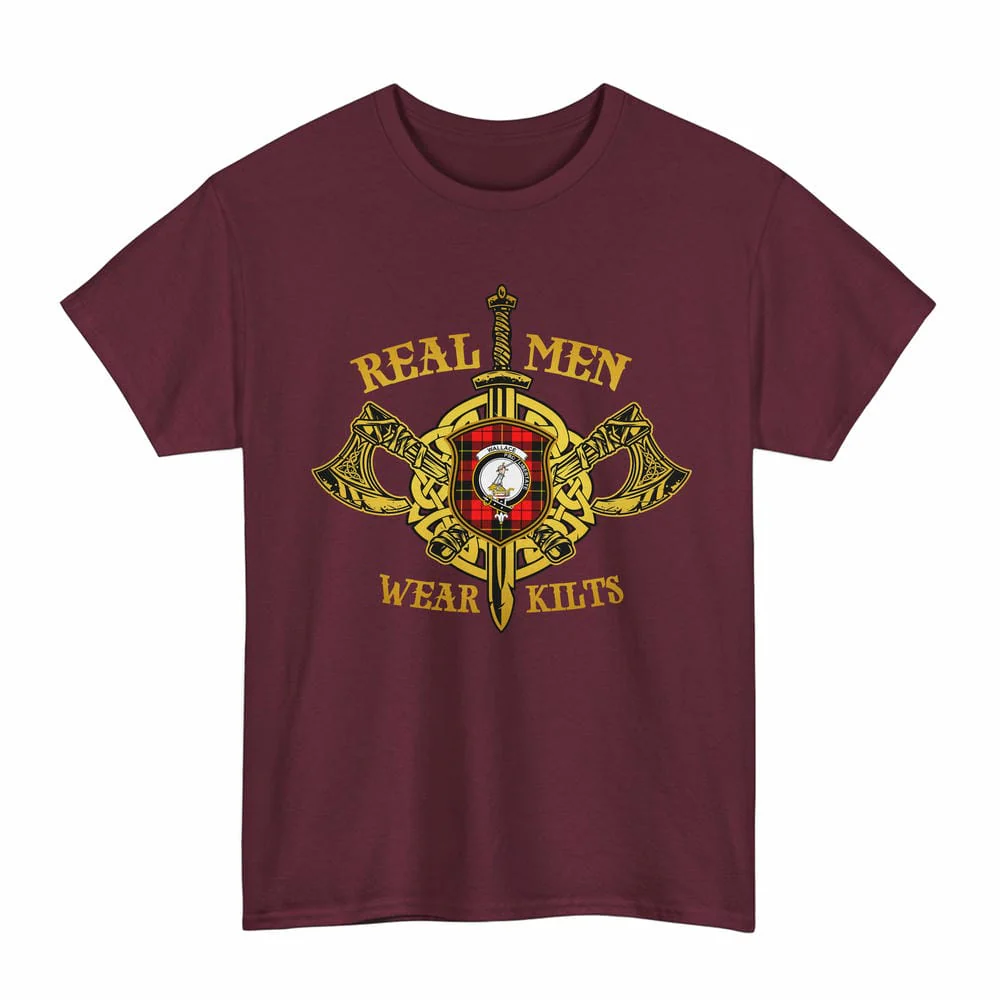 Scottish Wallace Clan Crest Tartan Unisex T-Shirt Real Men Wear Kilts - Image 4