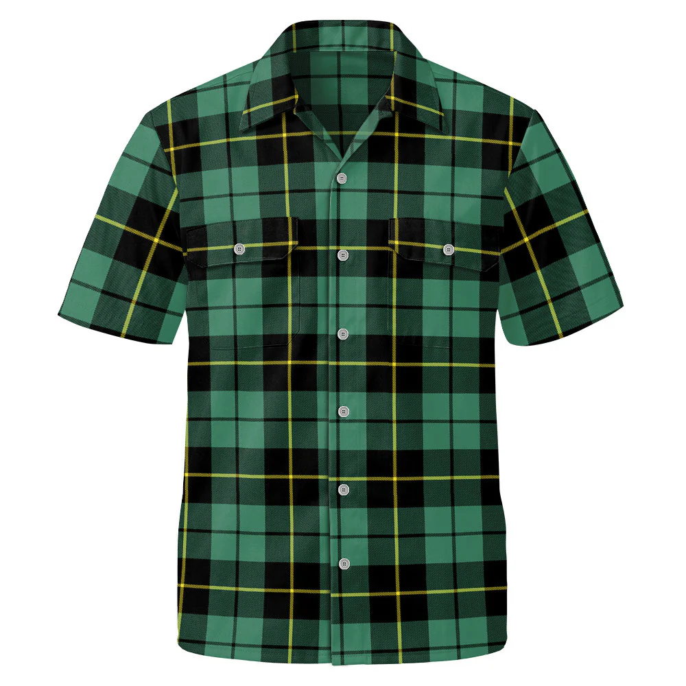 Scottish Wallace Hunting Ancient Clan Badge Tartan Short Sleeve Work Shirt