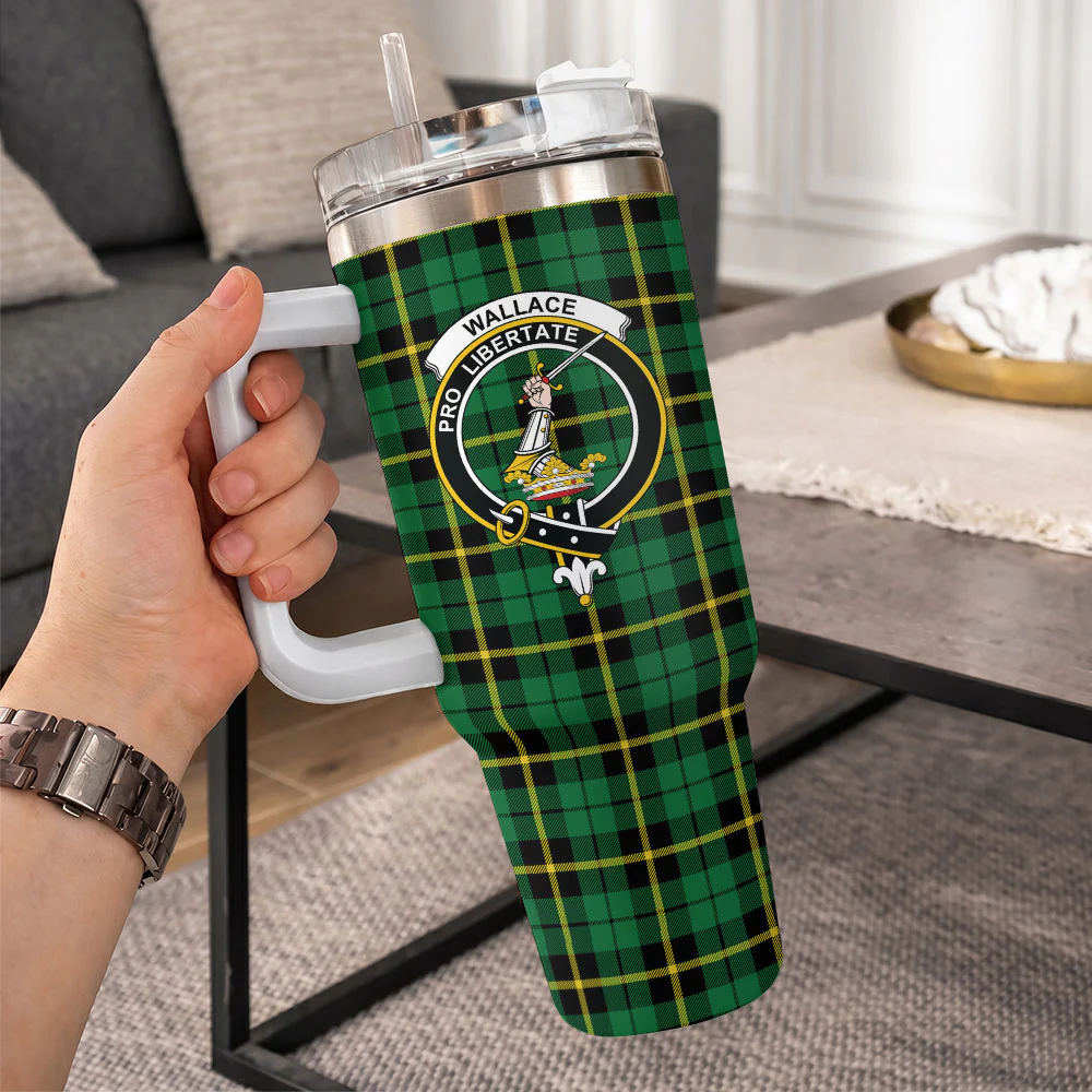 Scottish Wallace Hunting - Green Clan Badge Tartan 40oz Tumbler - Image 10