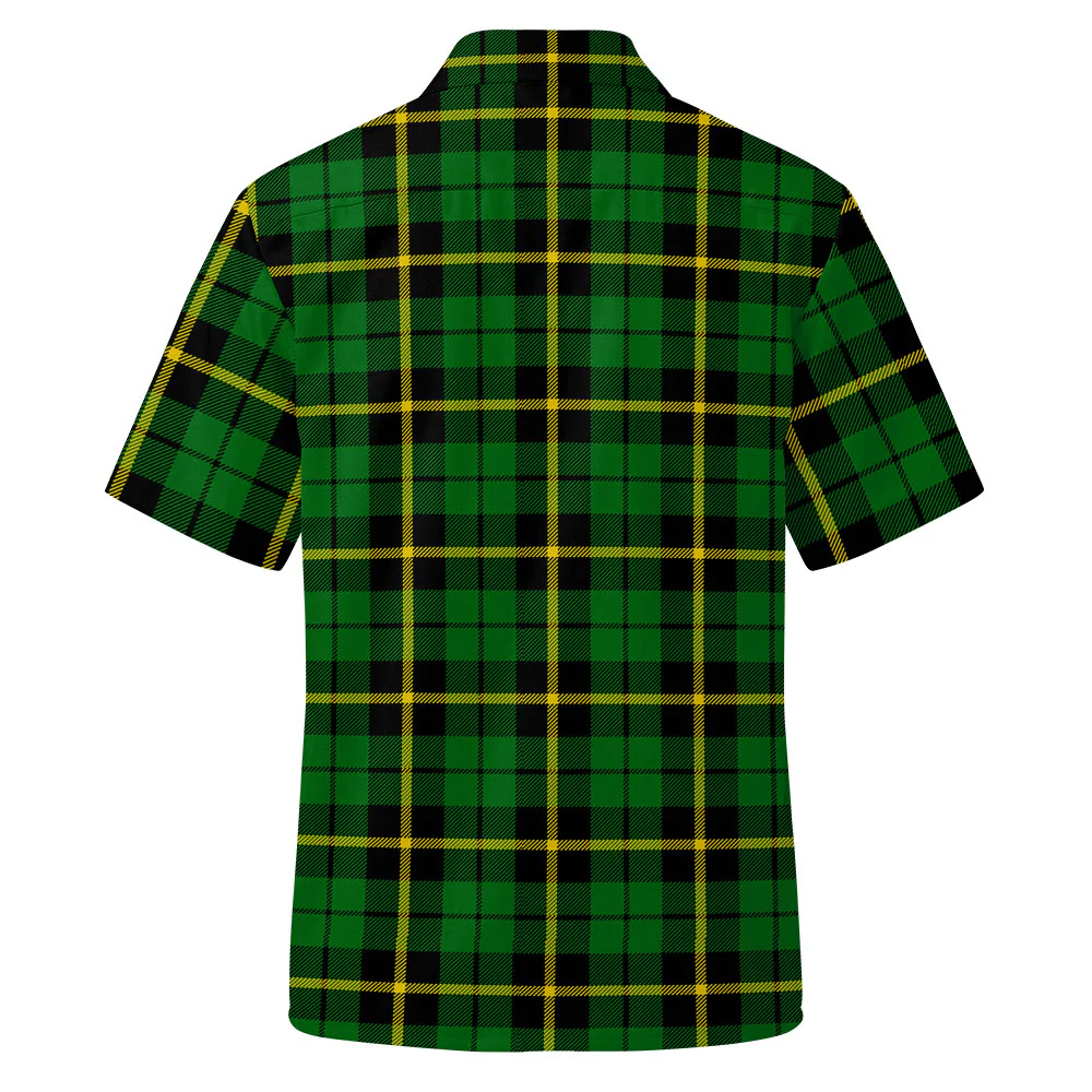 Scottish Wallace Hunting - Green Clan Badge Tartan Short Sleeve Work Shirt - Image 3