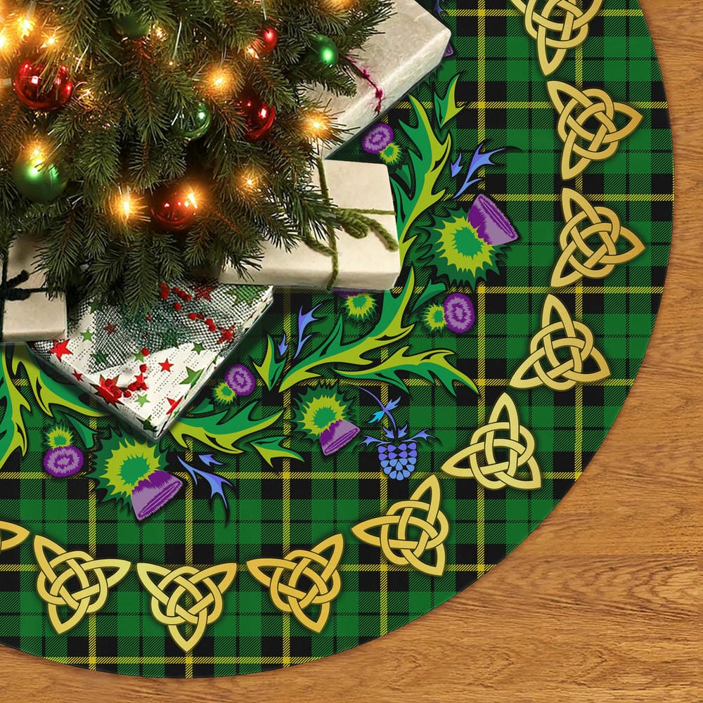 Scottish Wallace Hunting - Green Tartan Thistle Celtic Knot Christmas Tree Skirt - Image 2