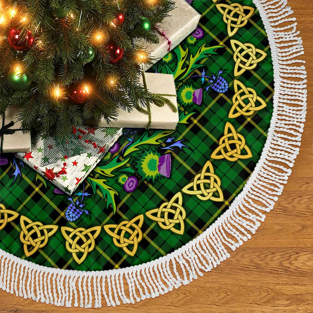 Scottish Wallace Hunting - Green Tartan Thistle Celtic Knot Christmas Tree Skirt - Image 5