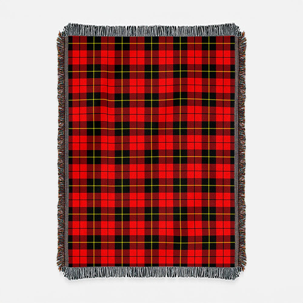 Scottish Wallace Hunting - Red Clan Badge Tartan Woven Blanket