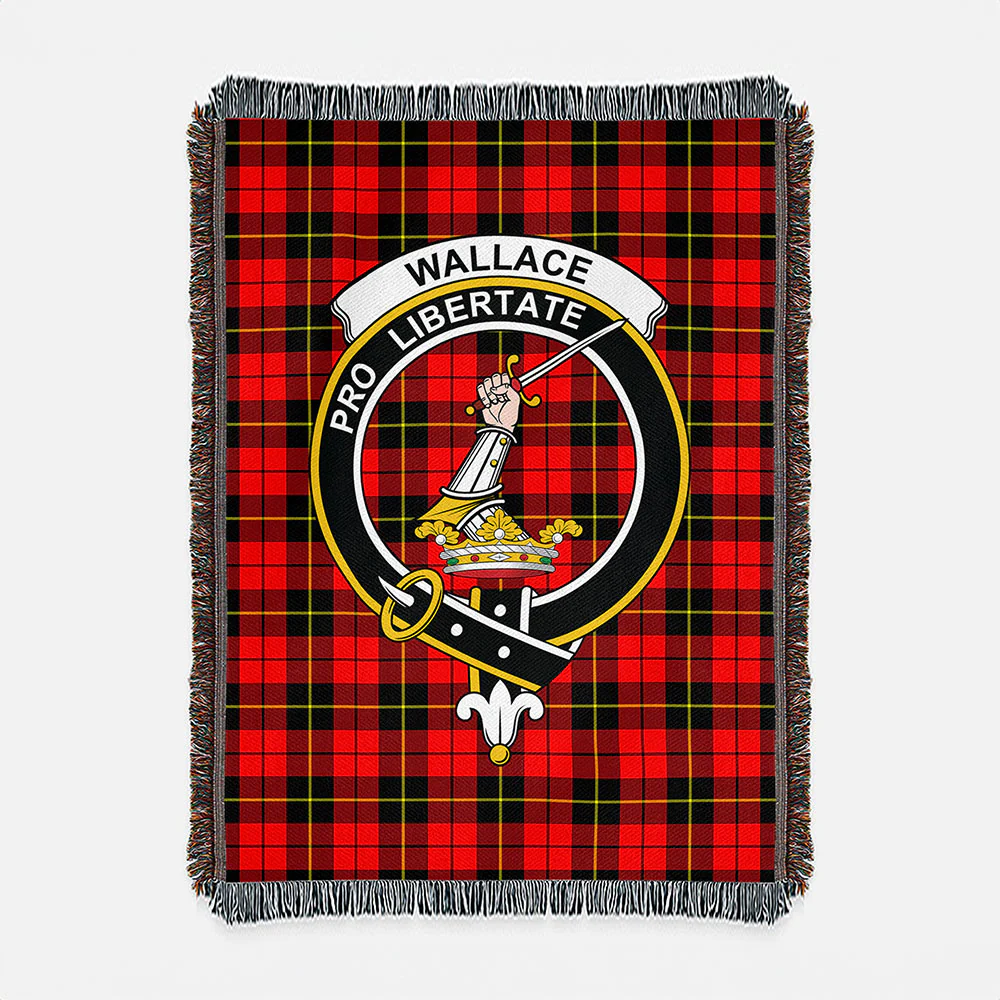 Scottish Wallace Hunting - Red Clan Badge Tartan Woven Blanket - Image 2