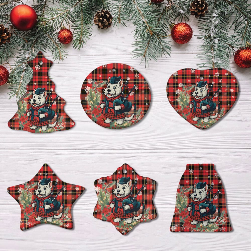 Scottish Wallace Hunting - Red Tartan Ceramic Ornament Cute Scottish Terrier Dog