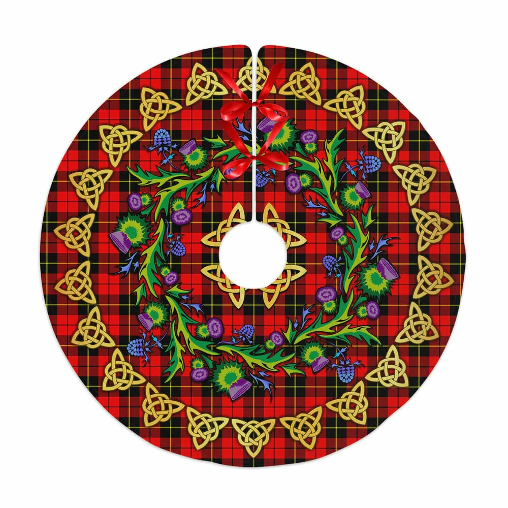 Scottish Wallace Hunting - Red Tartan Thistle Celtic Knot Christmas Tree Skirt