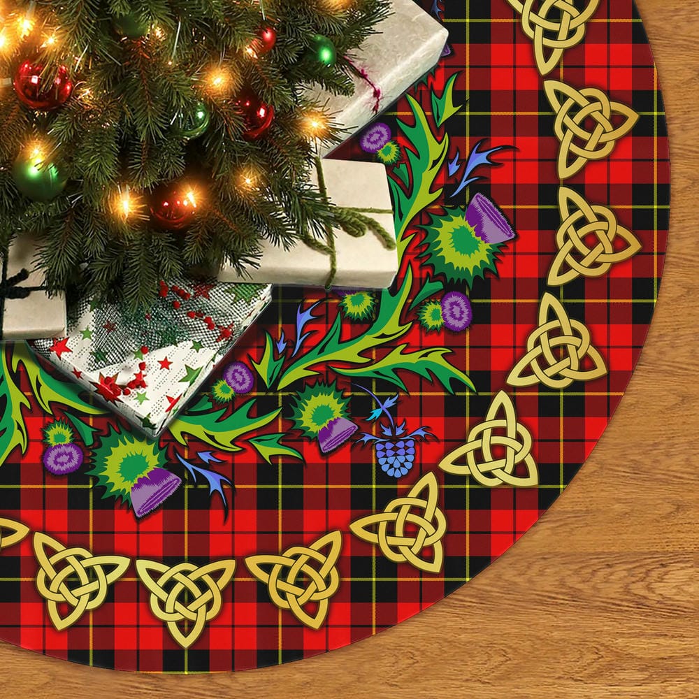 Scottish Wallace Hunting - Red Tartan Thistle Celtic Knot Christmas Tree Skirt - Image 2