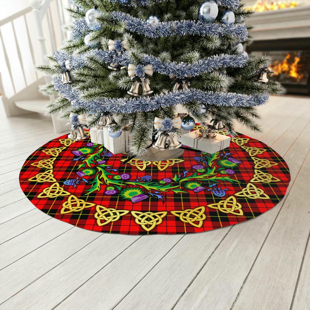 Scottish Wallace Hunting - Red Tartan Thistle Celtic Knot Christmas Tree Skirt - Image 3