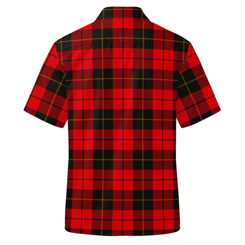 Scottish Wallace Weathered Clan Badge Tartan Short Sleeve Work Shirt - Image 3