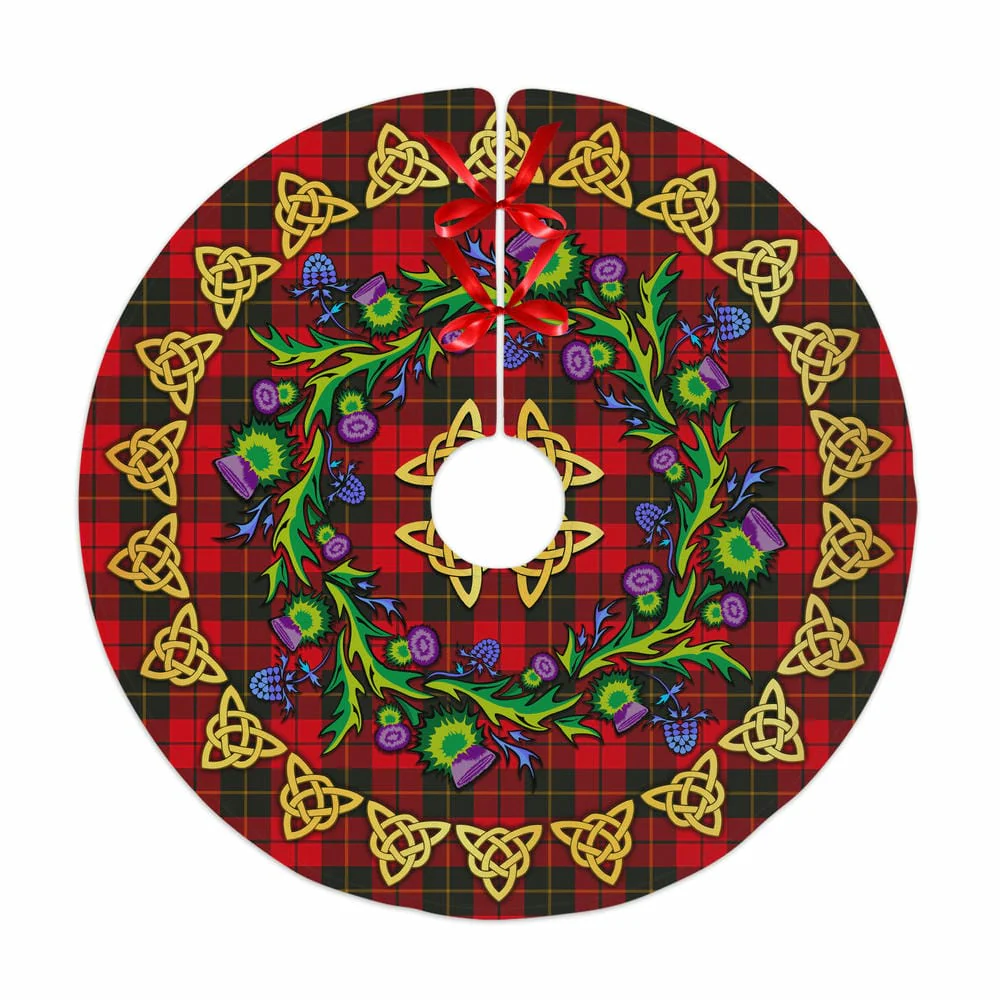 Scottish Wallace Weathered Tartan Thistle Celtic Knot Christmas Tree Skirt