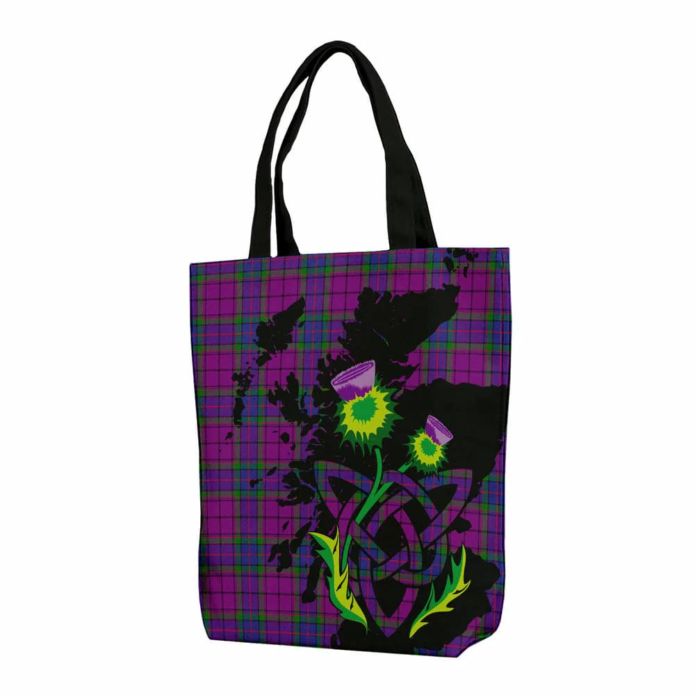 Scottish Wardlaw Modern Tartan Canvas Bag With Shoulder Strap With Thistle