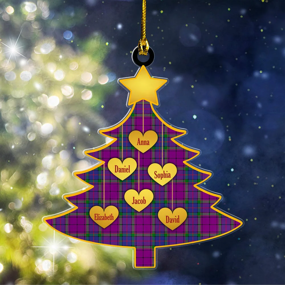 Scottish Wardlaw Modern Tartan Ornament Custom Family Christmas Tree