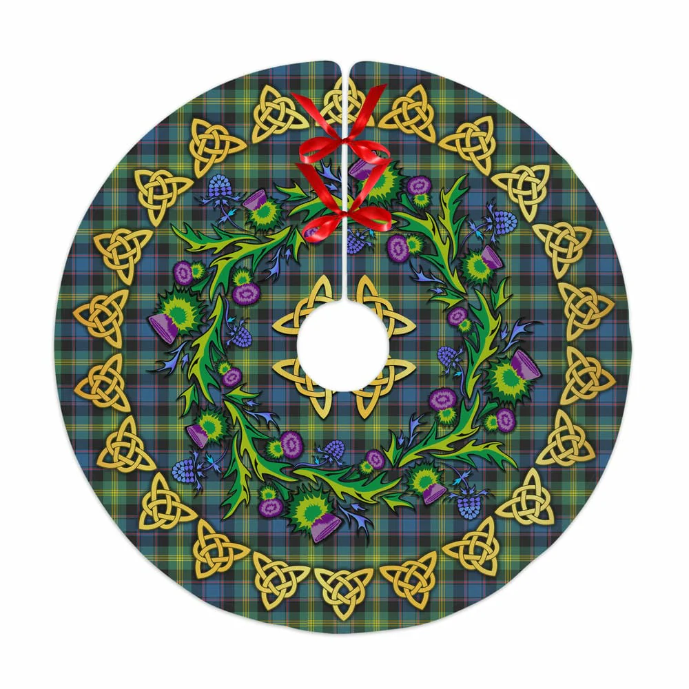 Scottish Watson Ancient Tartan Thistle Celtic Knot Christmas Tree Skirt