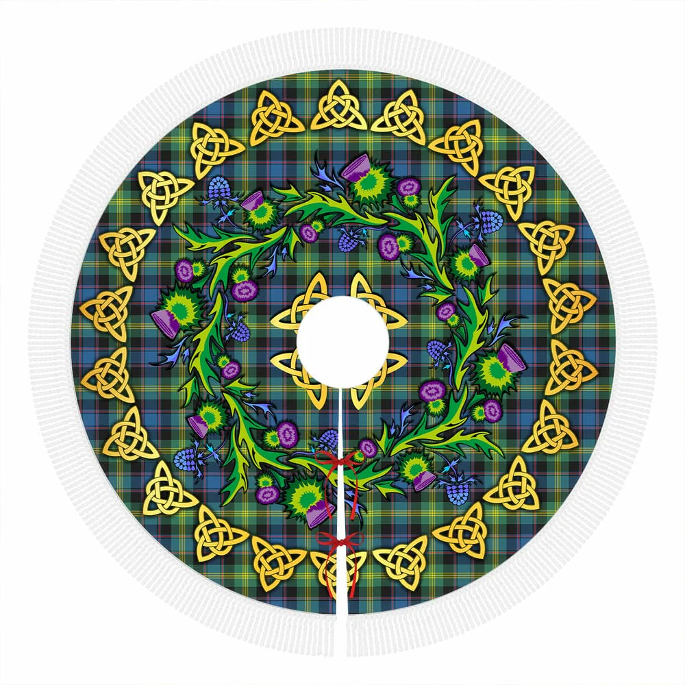 Scottish Watson Ancient Tartan Thistle Celtic Knot Christmas Tree Skirt - Image 4