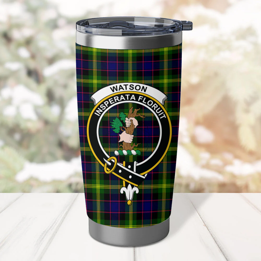 Scottish Watson Modern Clan Badge Tartan Tumbler - Image 2