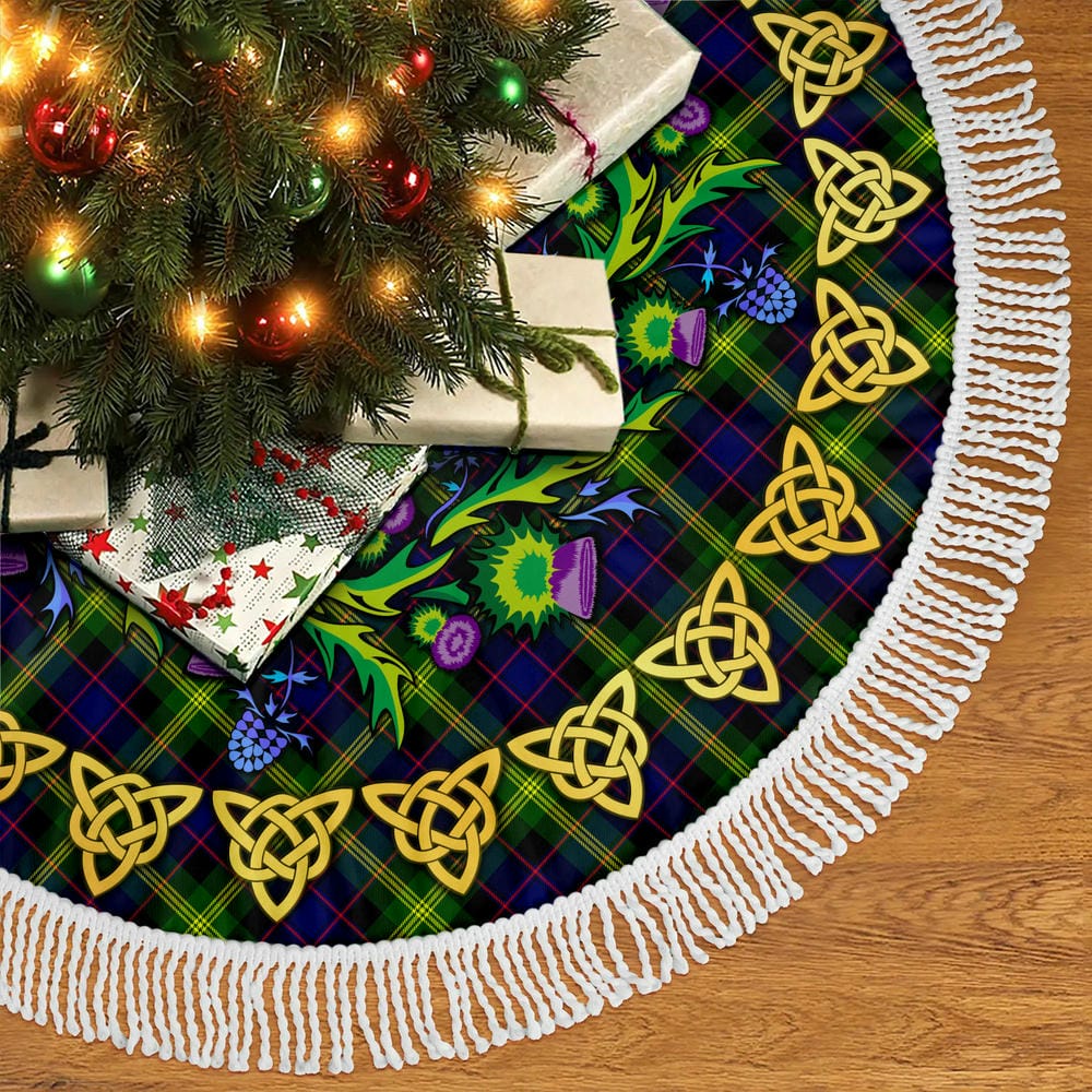 Scottish Watson Modern Tartan Thistle Celtic Knot Christmas Tree Skirt - Image 5