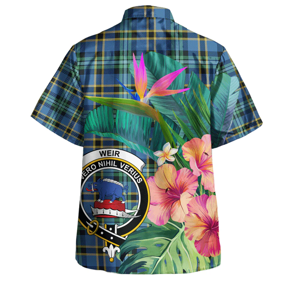Scottish Weir Ancient Clan Badge Tartan Hawaiian Shirt Bouquet Tropical Style - Image 3