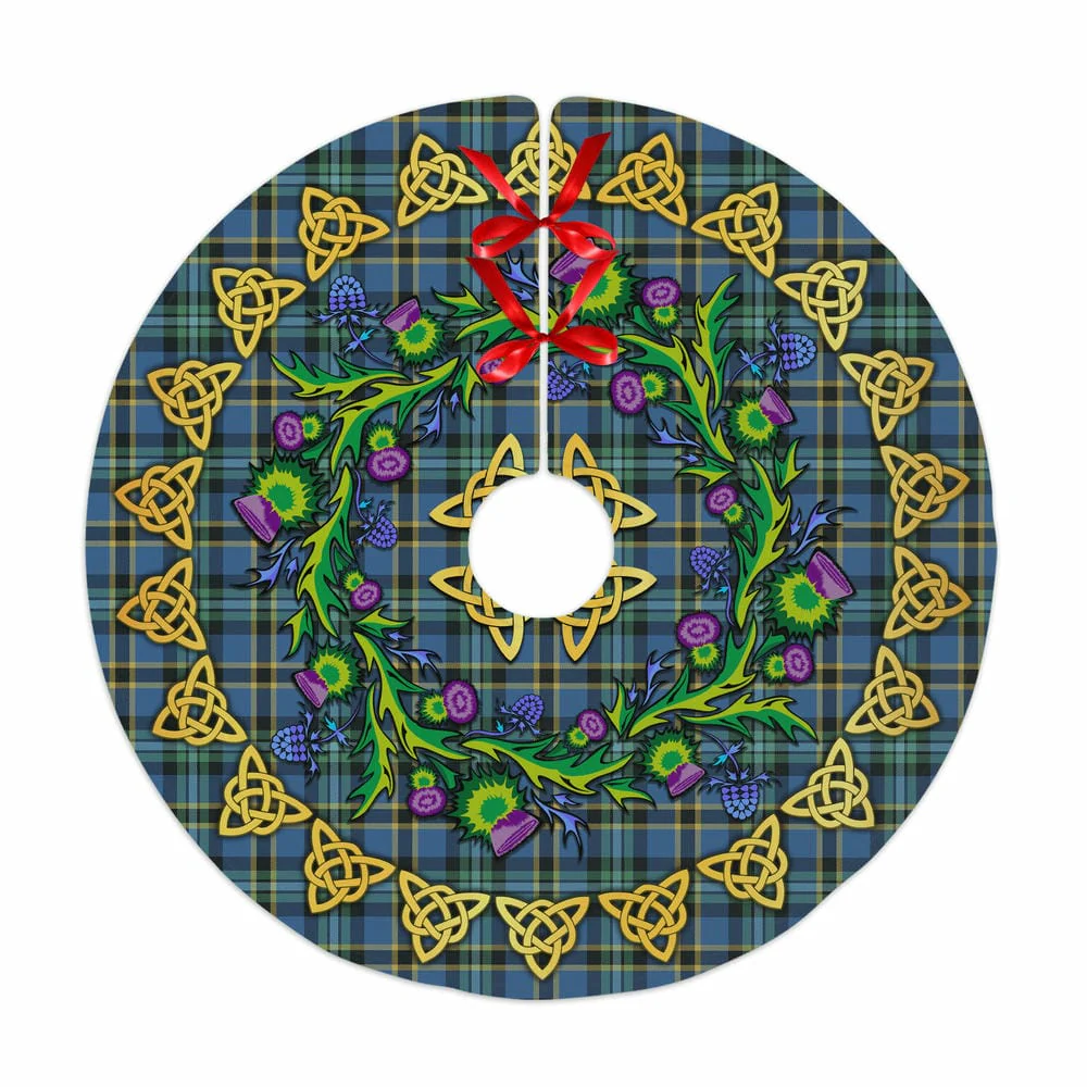Scottish Weir Ancient Tartan Thistle Celtic Knot Christmas Tree Skirt