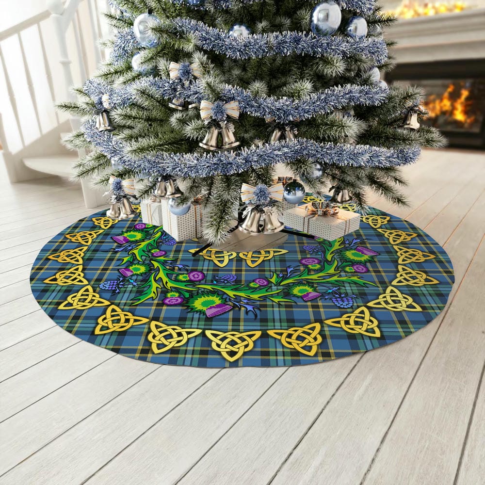 Scottish Weir Ancient Tartan Thistle Celtic Knot Christmas Tree Skirt - Image 3