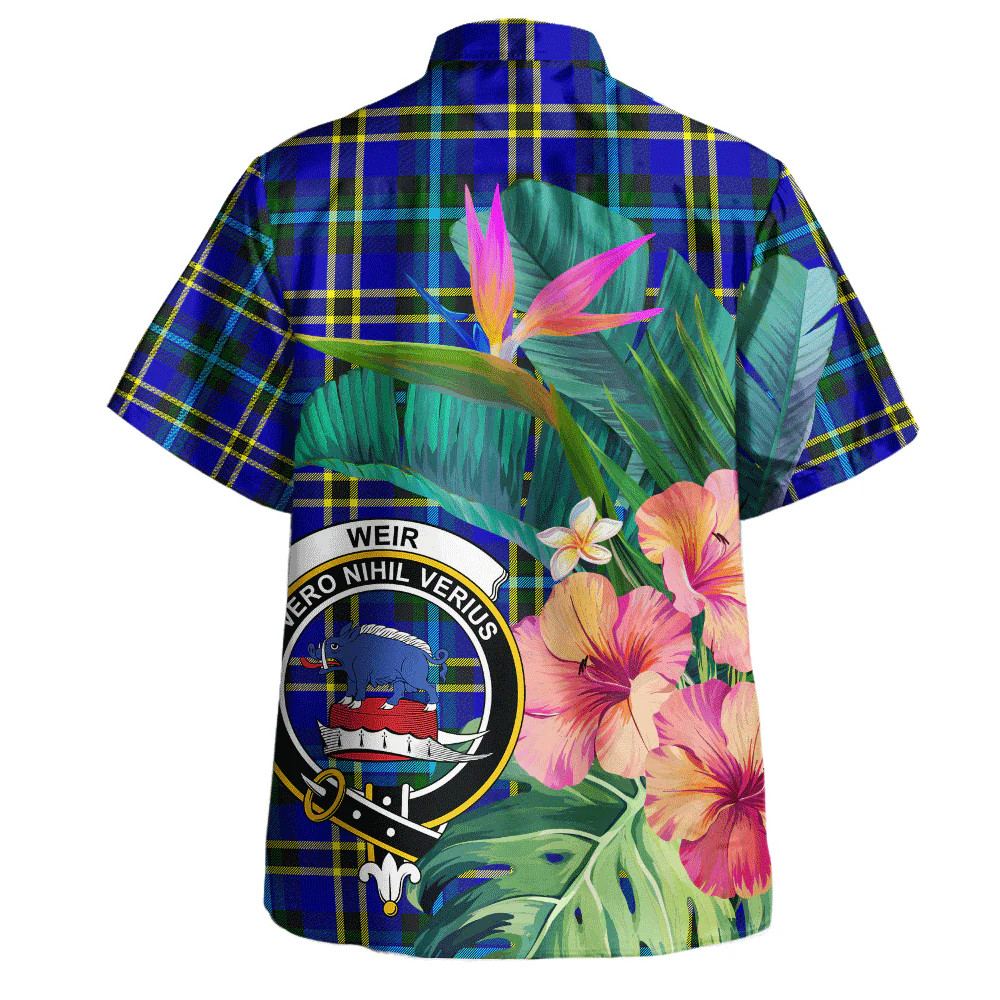 Scottish Weir Modern Clan Badge Tartan Hawaiian Shirt Bouquet Tropical Style - Image 3