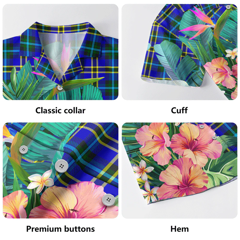 Scottish Weir Modern Clan Badge Tartan Hawaiian Shirt Bouquet Tropical Style - Image 5