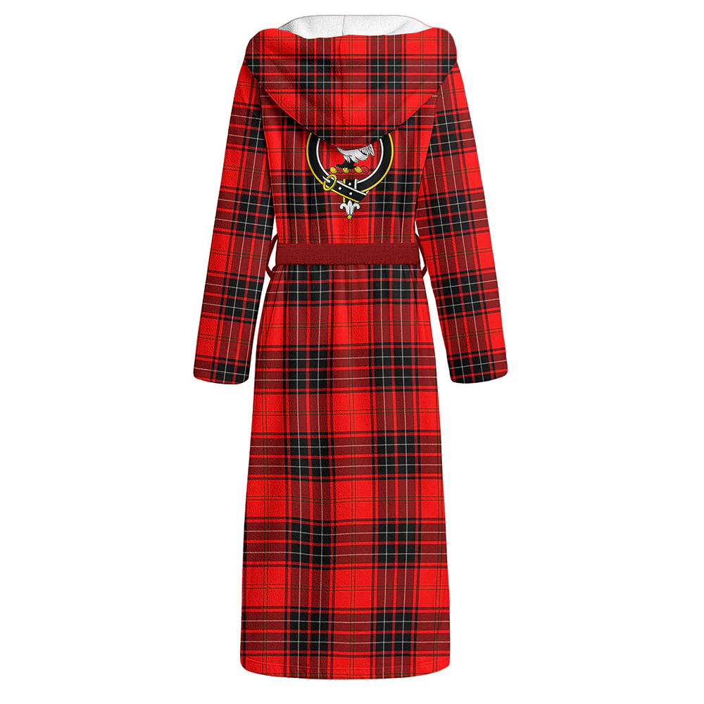Scottish Wemyss Modern Clan Badge Tartan Flannel Hooded Bathrobe - Image 3