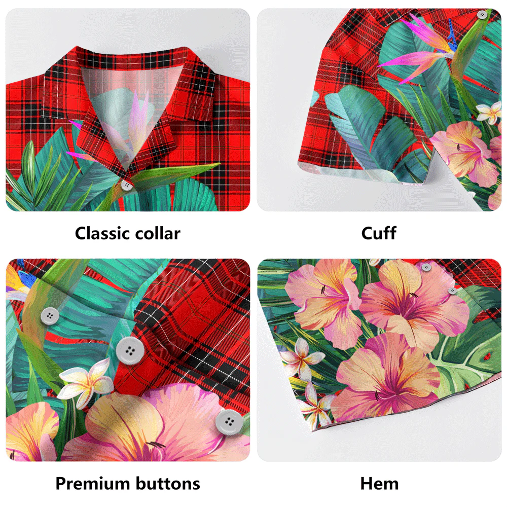 Scottish Wemyss Modern Clan Badge Tartan Hawaiian Shirt Bouquet Tropical Style - Image 5