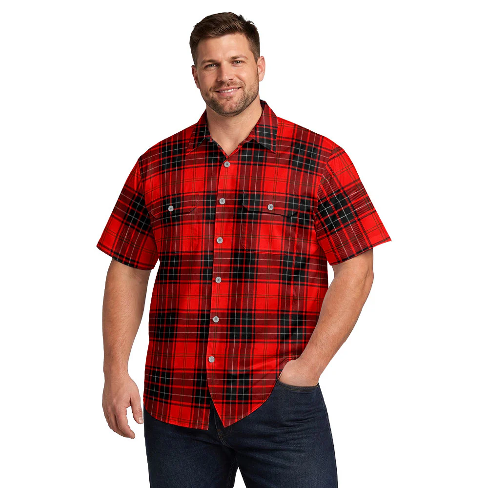 Scottish Wemyss Modern Clan Badge Tartan Short Sleeve Work Shirt - Image 4