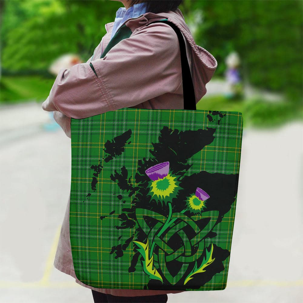 Scottish Wexford County Tartan Canvas Bag With Shoulder Strap With Thistle - Image 2