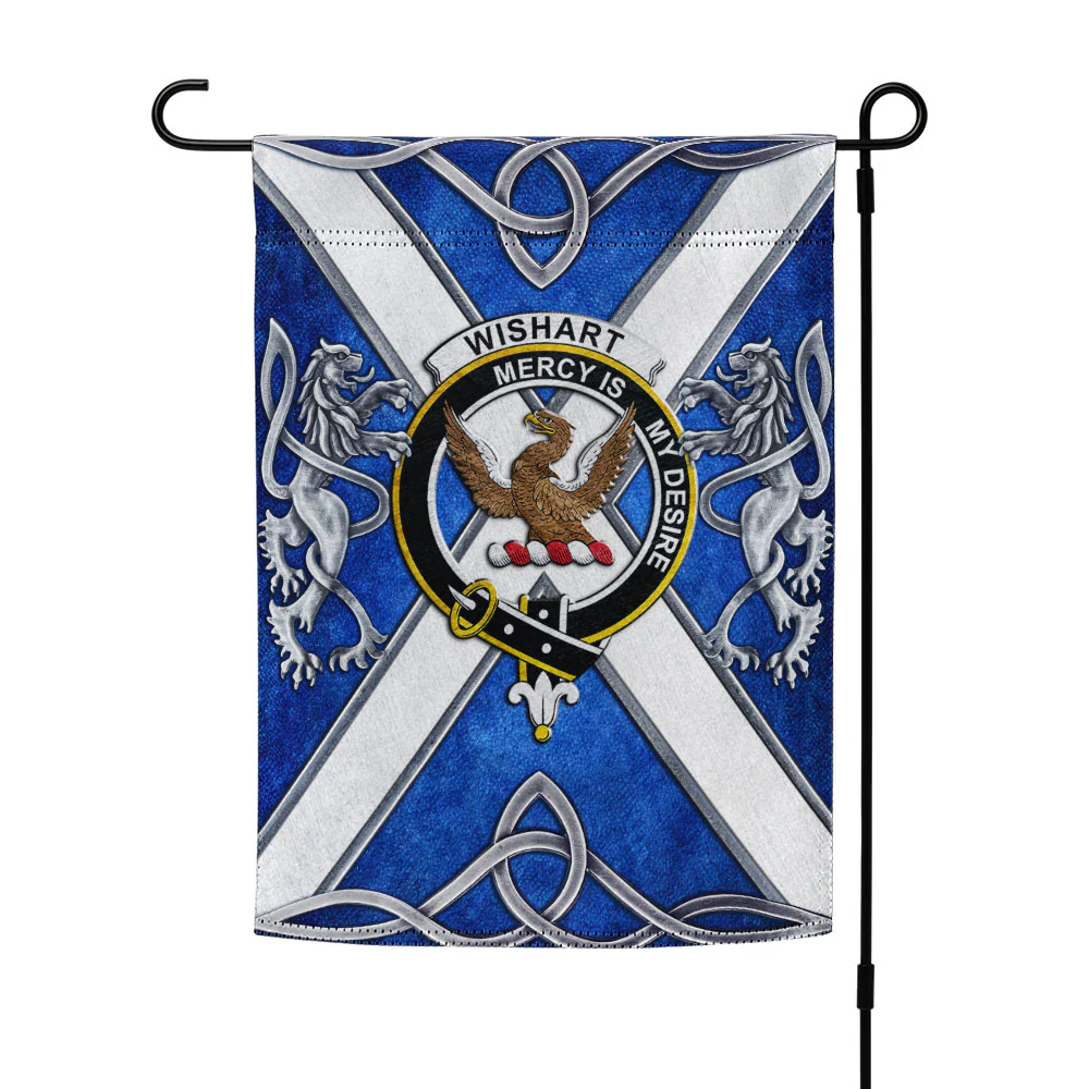 Scottish Wishart Clan Badge Garden Flag Silver Rampant Lion Emblem
