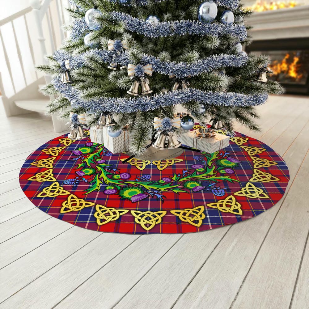 Scottish Wishart Dress Tartan Thistle Celtic Knot Christmas Tree Skirt - Image 3
