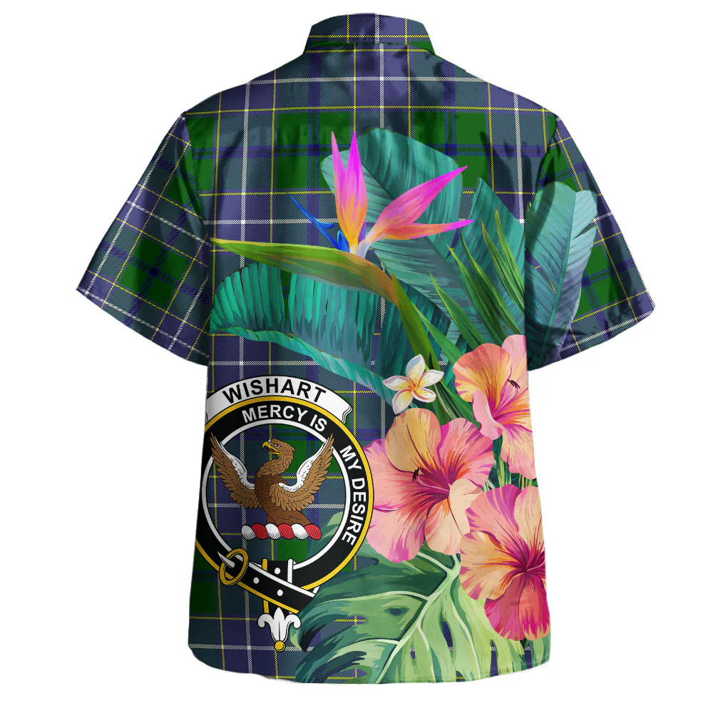 Scottish Wishart Hunting Modern Clan Badge Tartan Hawaiian Shirt Bouquet Tropical Style - Image 3