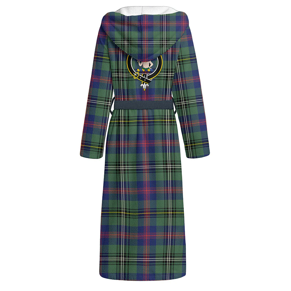 Scottish Wood Modern Clan Badge Tartan Flannel Hooded Bathrobe - Image 3