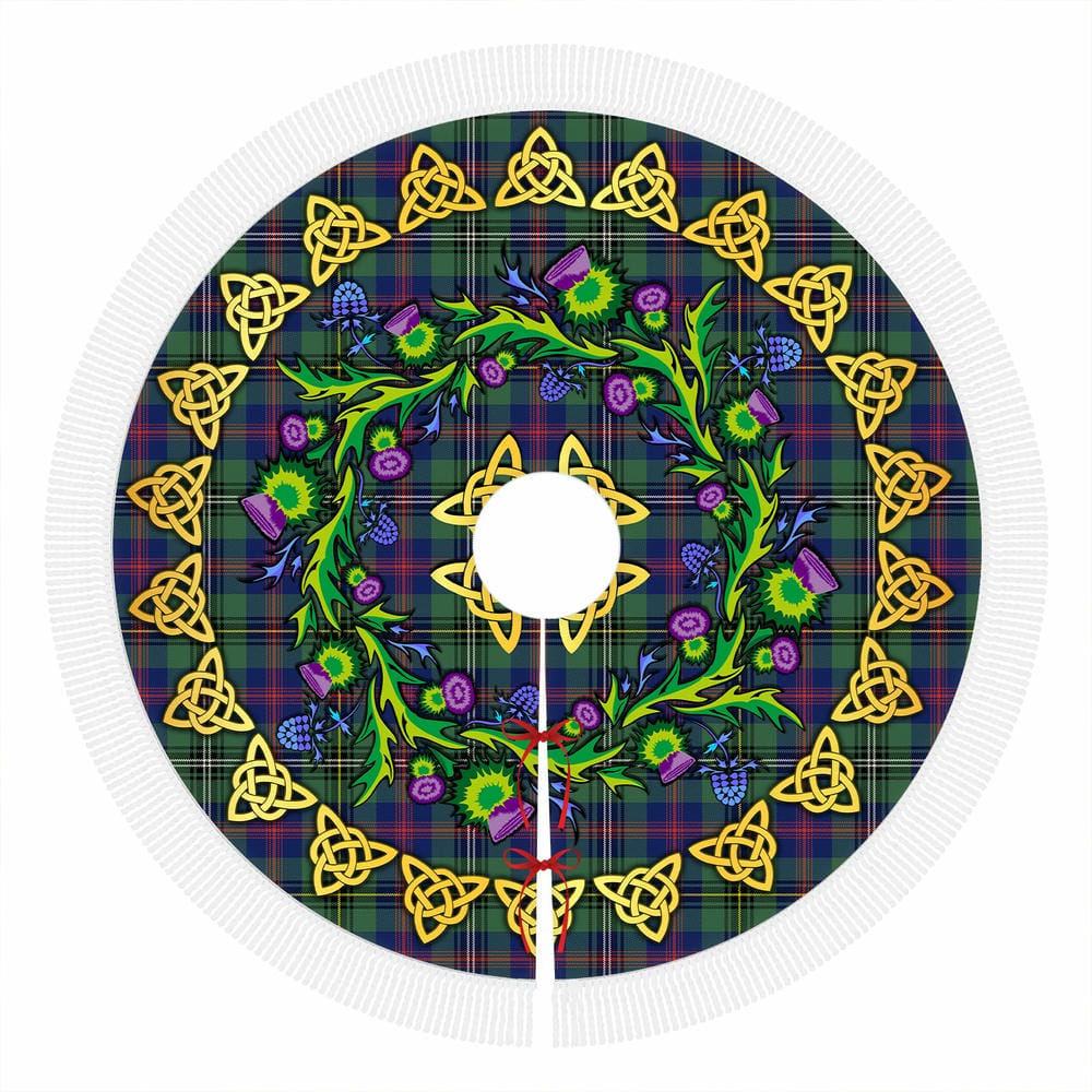 Scottish Wood Modern Tartan Thistle Celtic Knot Christmas Tree Skirt - Image 4